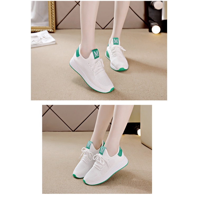 ❀ Chingu ❀ SEP014 (Tanpa Kotak) Sepatu Sneakers Wanita Motif M Polos Sporty Model Korea Fashion Casual Sport Olahraga Import