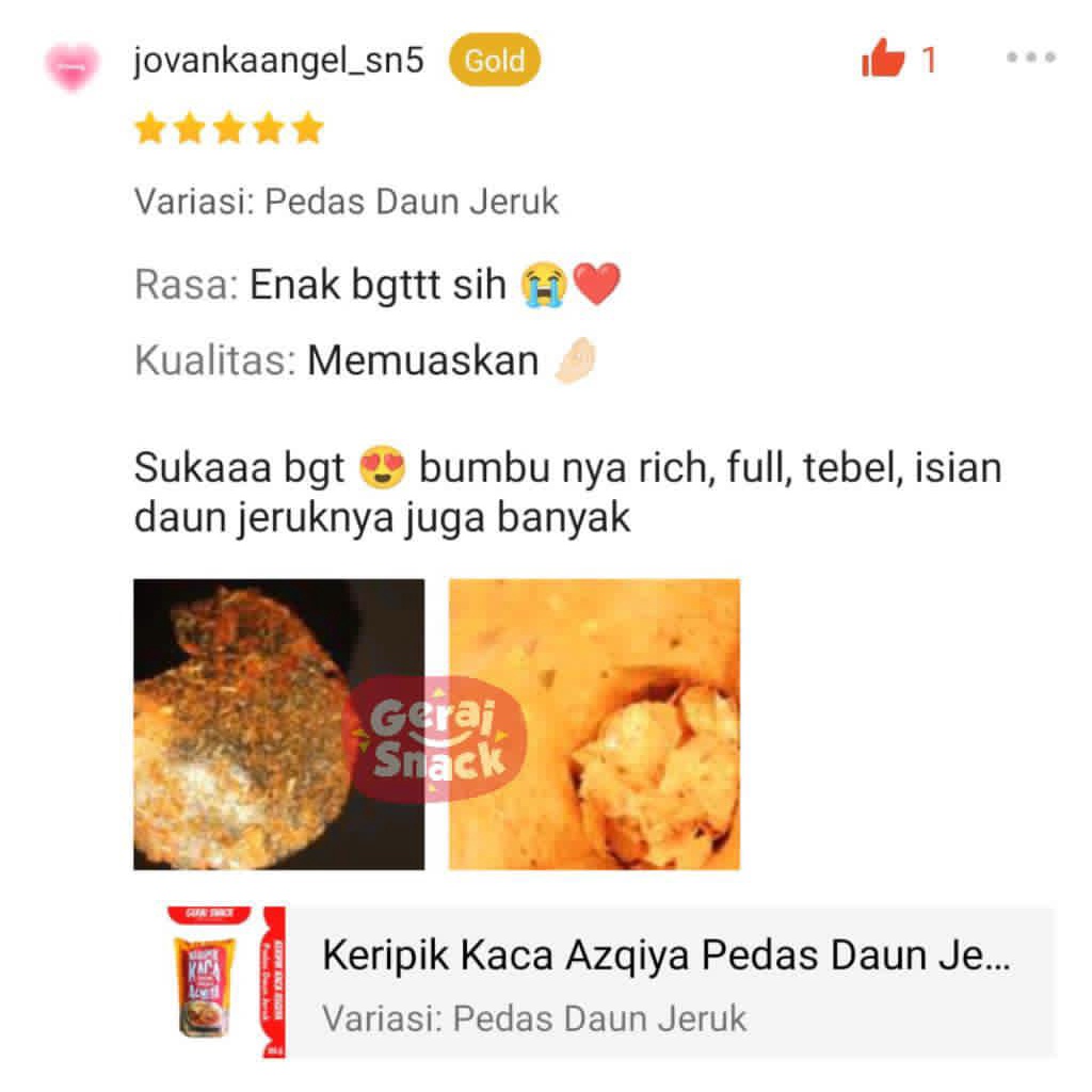 Keripik Kaca Azqiya Pedas Daun Jeruk Renyah &amp; Bumbu Tebal 125g