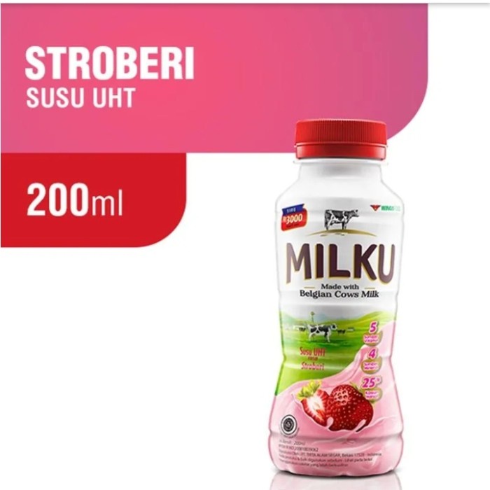 

Milku Susu UHT Strawberry Botol 200ml termurah!