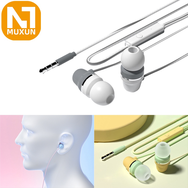 100% Asli Smilee Macron U24 Musik Ekstra Hi Fi Stereo Sound Earphone Dengan Mikrofon Built In untuk Semua Ponsel