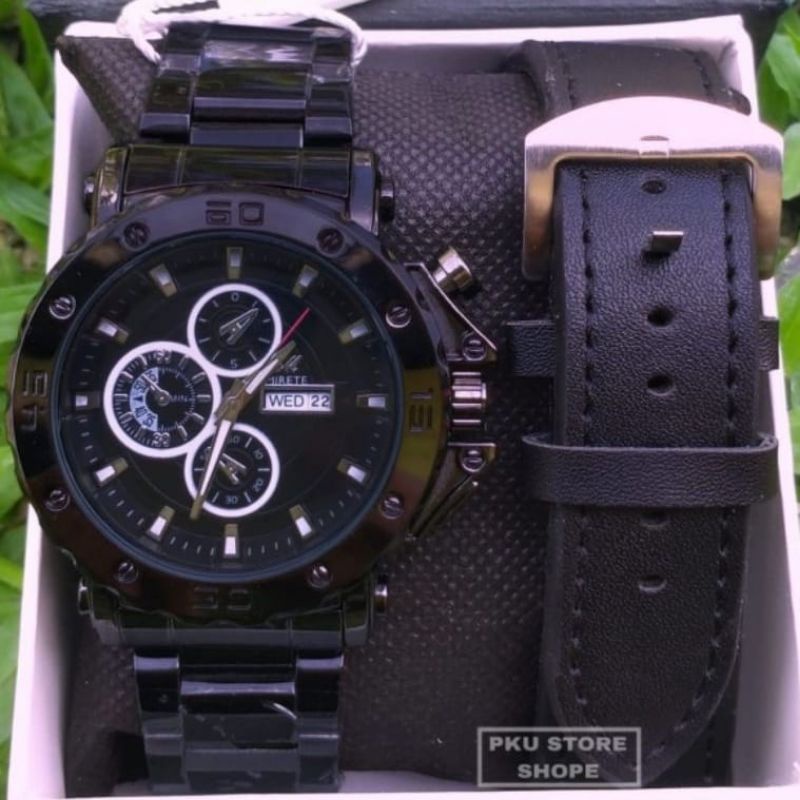 Jam Tangan Pria Mirete Original | Water Resistance | Tanggal Aktif Dua Tali Rantai Stainlees steel