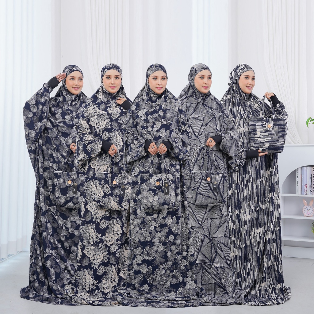 Mukena Terusan Hadramaut Manset Viscose Import Mesir Hitam
