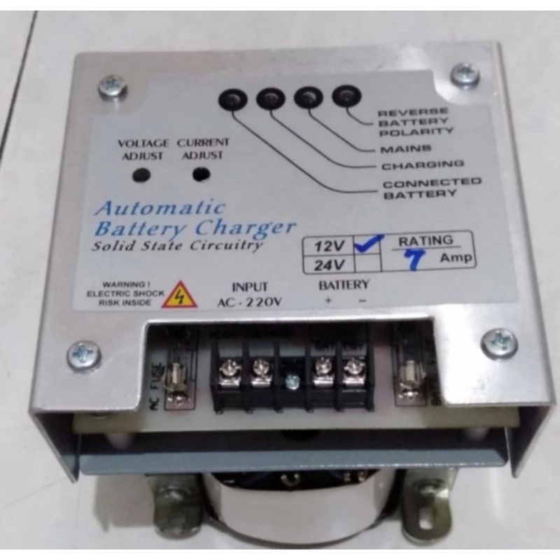 CHARGER AUTOMATIC BATERAI AKI 12V 7AH/CHARGER AUTO AKI TRAFO PANEL AMF