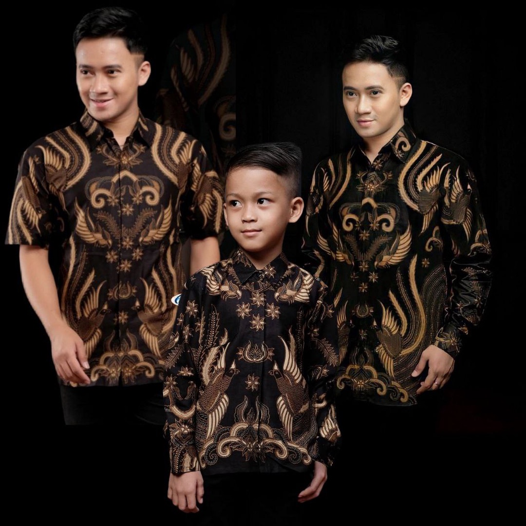 Kemeja Batik Pria Lengan Panjang Motif Iroanman Hitam