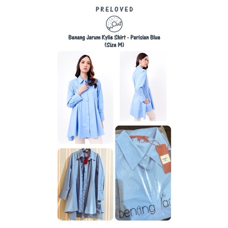 Preloved Benang Jarum Kylie Shirt - Parisian Blue Size M