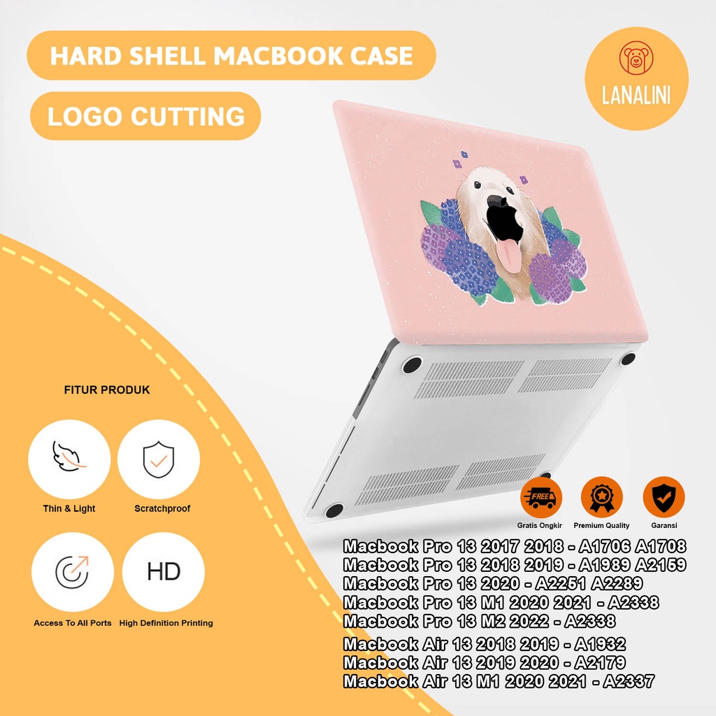 Case Casing Protective Pelindung Laptop Macbook Air Pro 13 M1 M2 2017 2018 2019 2020 2021 A1932 A2179 A2337 A1706 A1708 A1989 A2159 A2251 A2289 A2338 Gambar kartun Cartoon Anjing Dog Puppy Warna Motif Lucu Hardcase Murah Anak