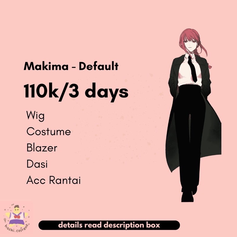 RENTAL COSPLAY KOSTUM MAKIMA CHAINSAW MAN