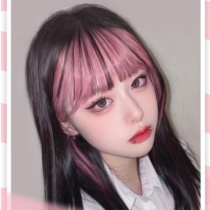 Wig Poni Palsu Warna pink Gaya Punk Korea Untuk Wanita