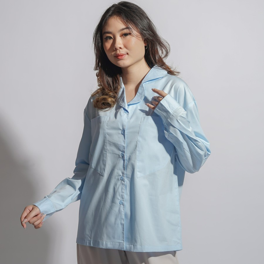 Seroja Kemeja Wanita Blouse Katun Poplin Seras by Darling Angel