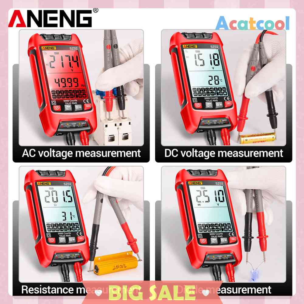 Multimeter Digital 9999 Hitungan Kapasitansi Auto Range True RMS NCV LED LCD