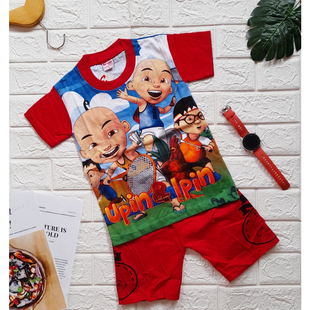 SETELAN BAJU ANAK LAKI LAKI BFULL PRINT UPIN IPIN PAKAIAN ANAK LAKI LAKI UPIN IPIN BISA COD USIA 2 T