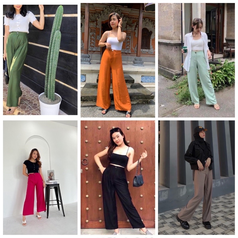 HighWaist Kulot Rayon Premium Laura Slim Kulot HighWaist / Celana Kulot HighWaist HW Kancing Resleti