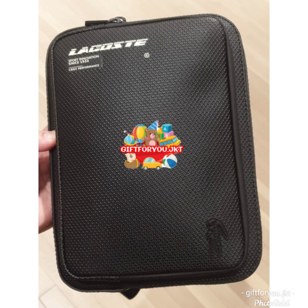 Lacoste Men's Chantaco Contrast Branded Zip Reporter Bag Tas Selempang Pria Cowok Laki-Laki Man Cros