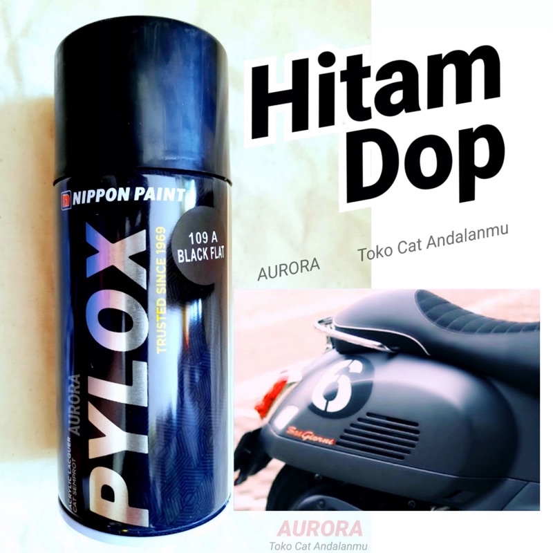 Pylox Black Flat 109A Hitam Doff Nippon Paint 300ml Pilok Tahan Bensin cat sepeda motor mobil kendar