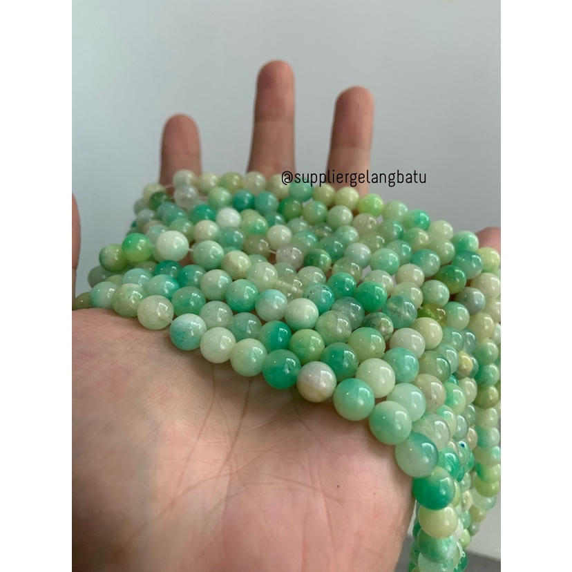 manau mangga 8mm KUARSA hijau kuning aksesoris bahan gelang kalung