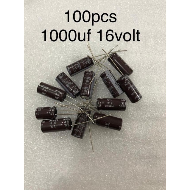 100Pcs Capacitor Elco 1000uf 16v Kapasitor Elko 1000uf 16v