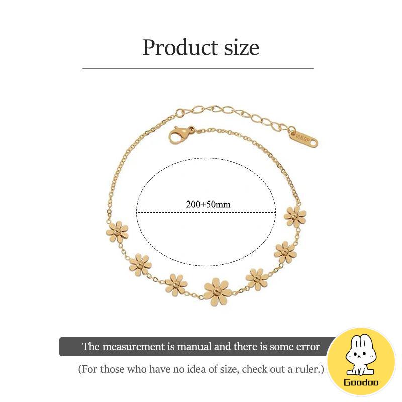 Gelang Kaki Titanium Anti Karat Daisy Bunga Kamelia Emas 18k Perhiasan Wanita Korea -Doo