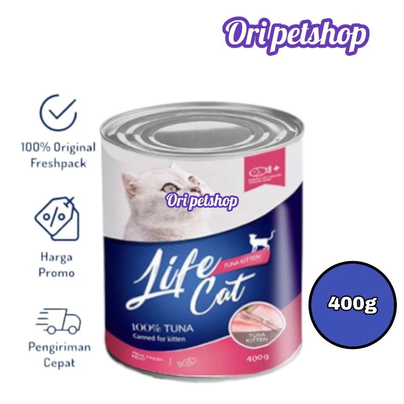 Life Cat Kaleng Kitten Tuna Makanan Basah Kucing 400 gram