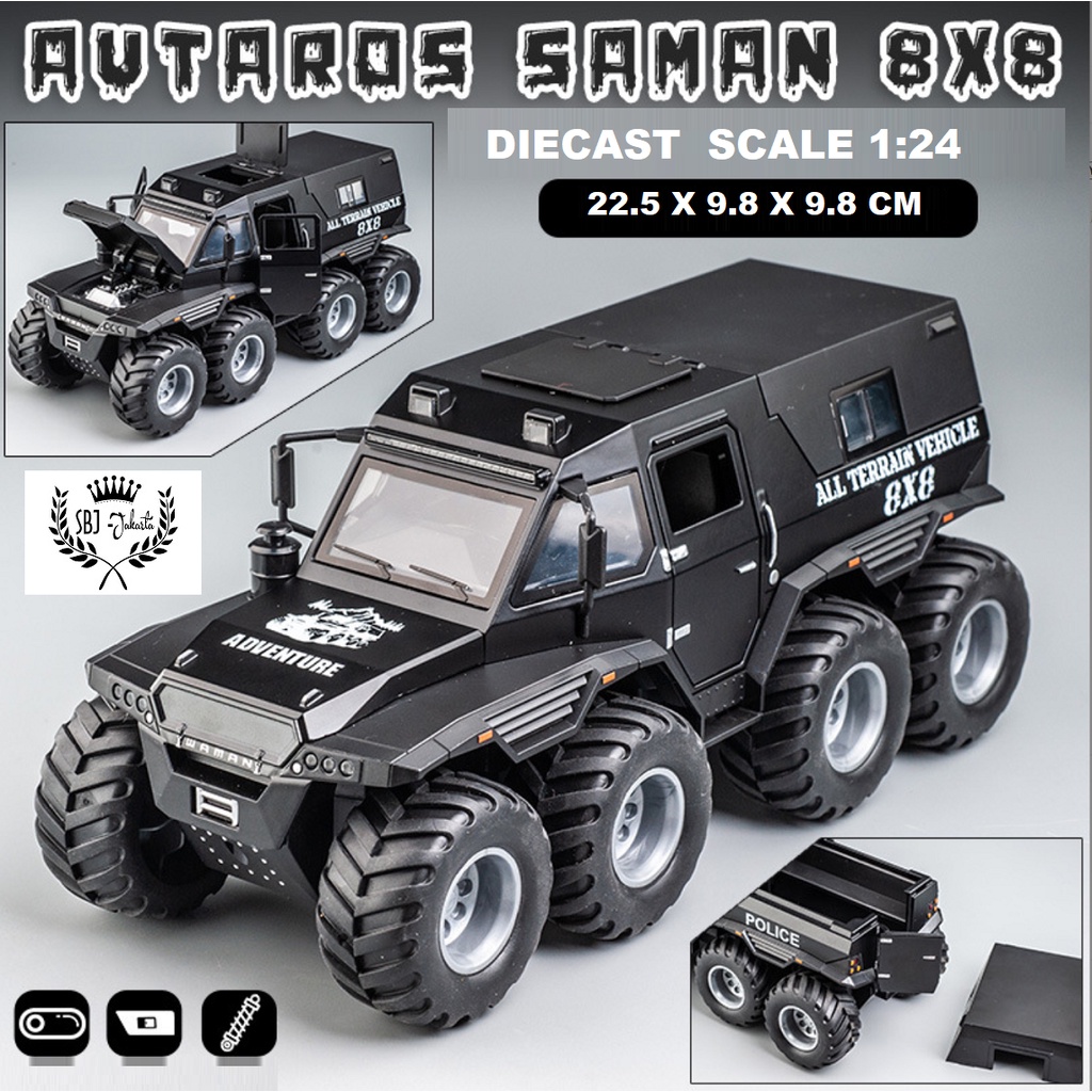 DIECAST MINIAUTO MOBIL SHAMAN AVTOROS 8x8 ATV OFFROAD BEAST SKALA 1:24