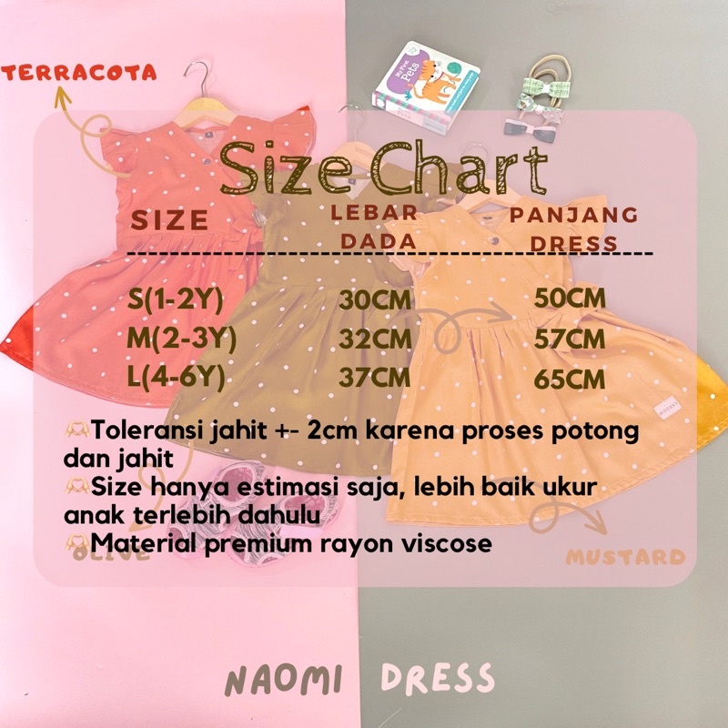 MOOSHY NAOMI DRESS Baju anak perempuan Katun rayon Premium motif lucu usia 1 2 3 4 5 6 tahun
