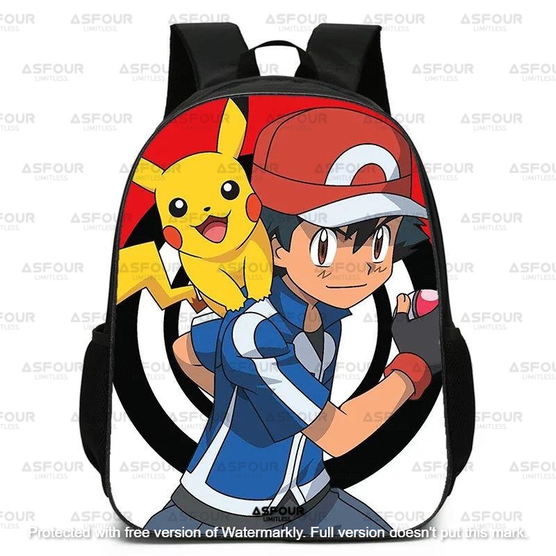 Asfour - Tas Sekolah Pokemon Tas Ransel Anak Laki Laki Pokemon Pikachu Tas Sekolah Anak TK SD SMP Tas Anak Cowok PokeballTAS RANSEL ANAK SEKOLAH LAKI LAKI SD TK PAUD MOTIF KARTUN POKEMON