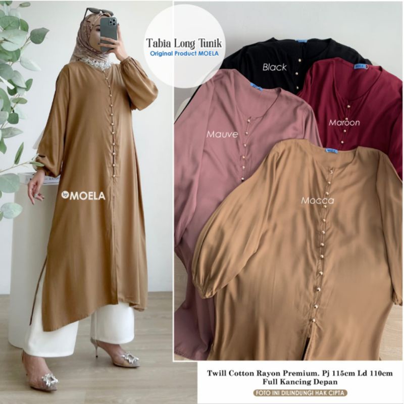 Tunik Atasan Katun Rayon Polos Original Moela [Fokis Ivory Lusio Kilas Linpi Nansi Sekis]