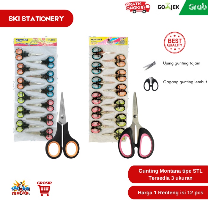 

(1 lusin) Gunting Kertas Kecil / Tanggung / Besar / Gunting Stainless Renteng