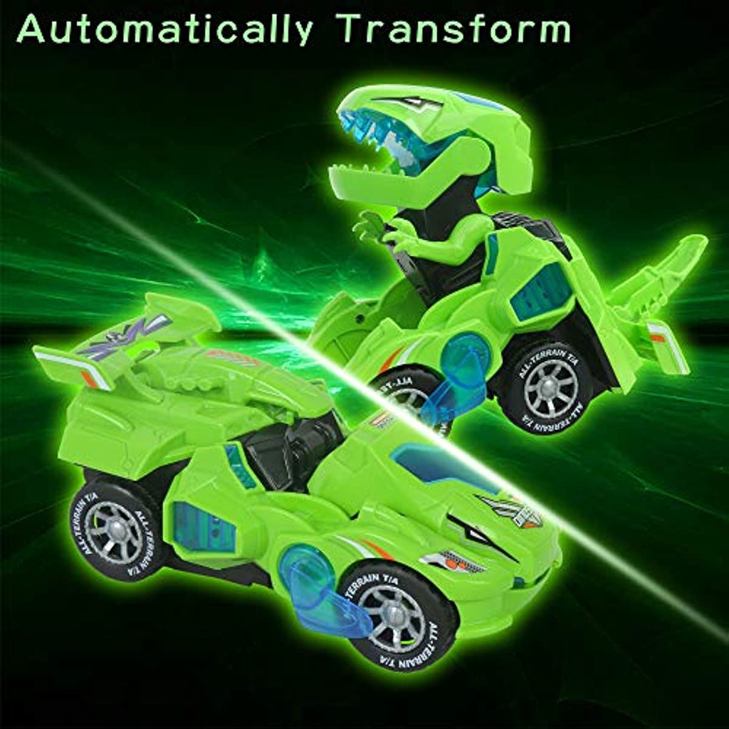 Mainan Mobil Transformasi Dinosaurus Dengan Lampu LED + Musik Untuk Anak Laki-Laki 3-6 Tahun
