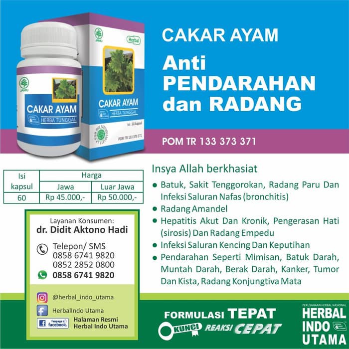 

Hiu | Herbal Indo Utama | Cakar Ayam | Membantu Meredakan Batuk