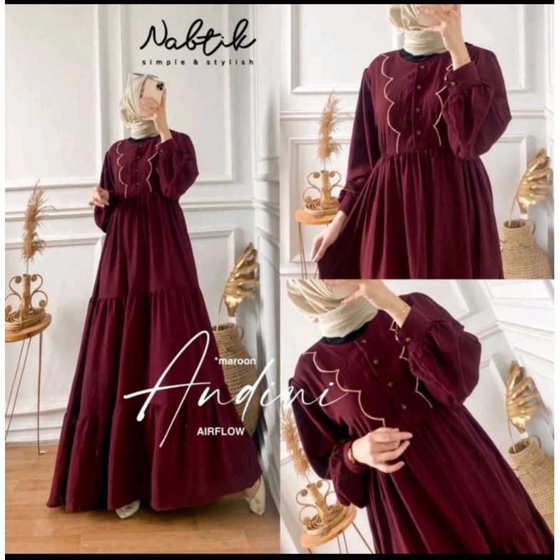 Andini bordir maxy dress cringkel airflow