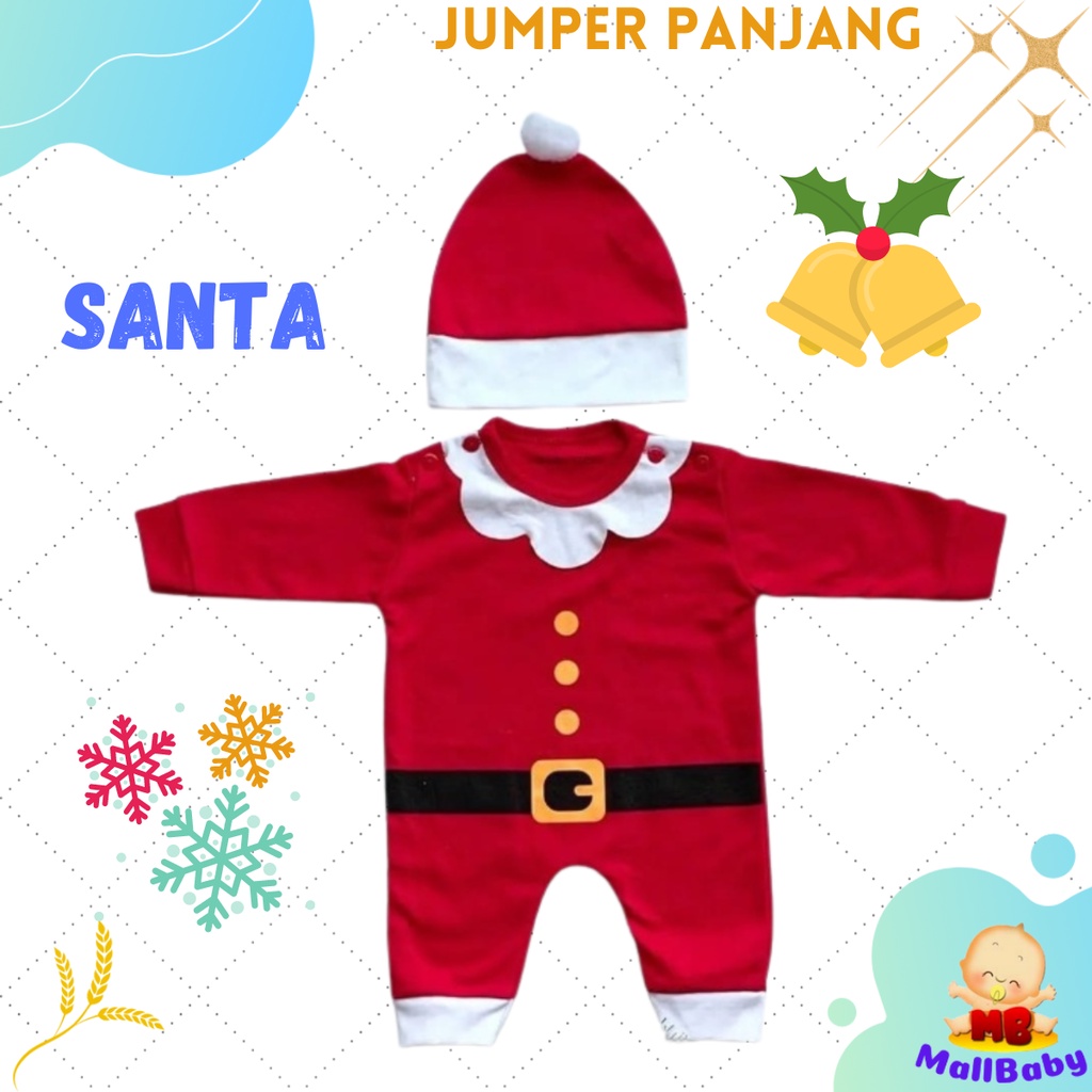 Kostum Natal Bayi Baju Natal Baby Jumper Bayi Karakter Santa Claus Rudolp Noel Sinterklas