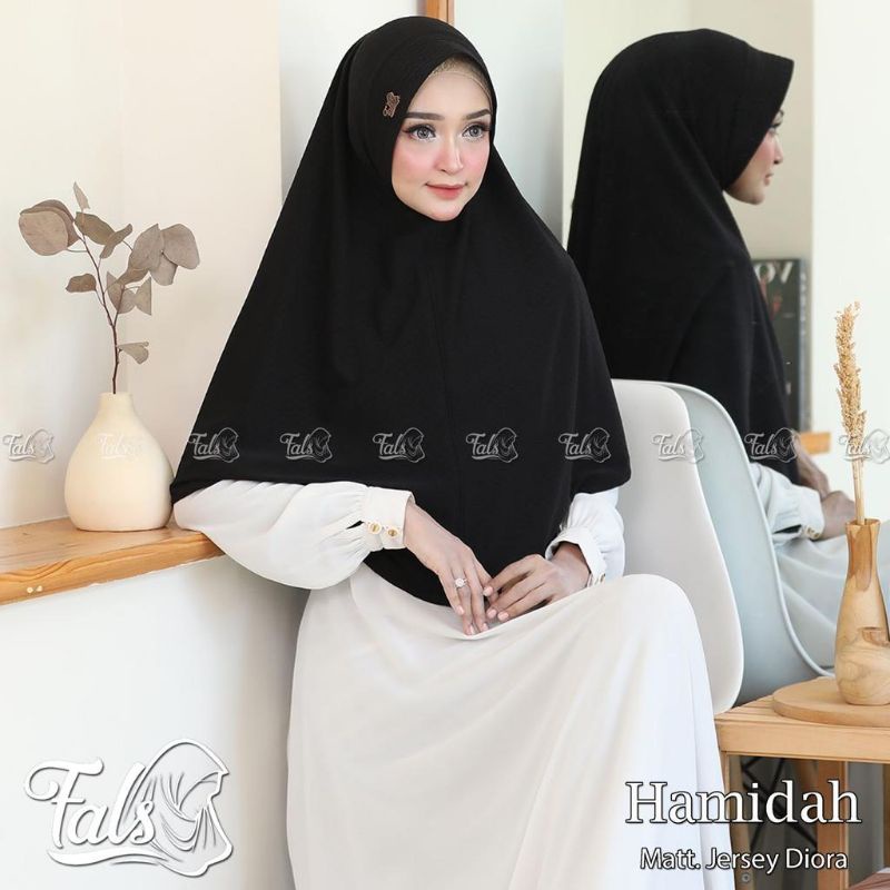 (Ori Fals) HAMIDAH •jilbab instan jersey diora•kerudung pet