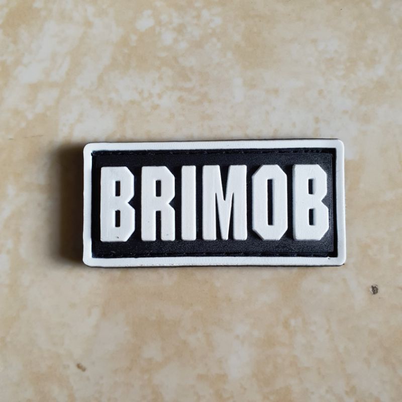 patch rubber logo tulisan brimob kecil 6 x 2 / polisi / polri / police / tempelan emblem karet velcro