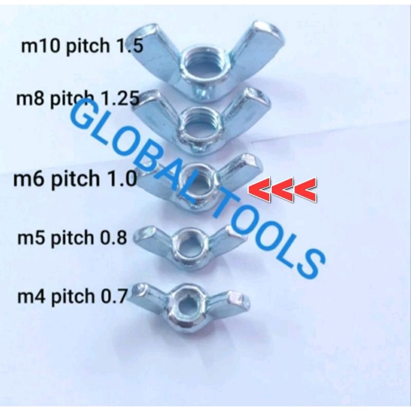 wing nut putih m6 mur 10 mur kuping 10 mur kupu kupu baut 10 m6x1.0 wings nut