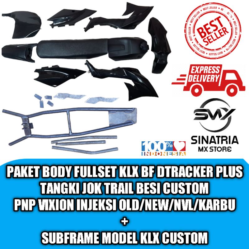 BODYSET KLX BF PLUS SUBFRAME KLX CUSTOM SUDAH TERMASUK TANGKI JOK CUSTOM UNTUK VIXION MODIF TRAIL