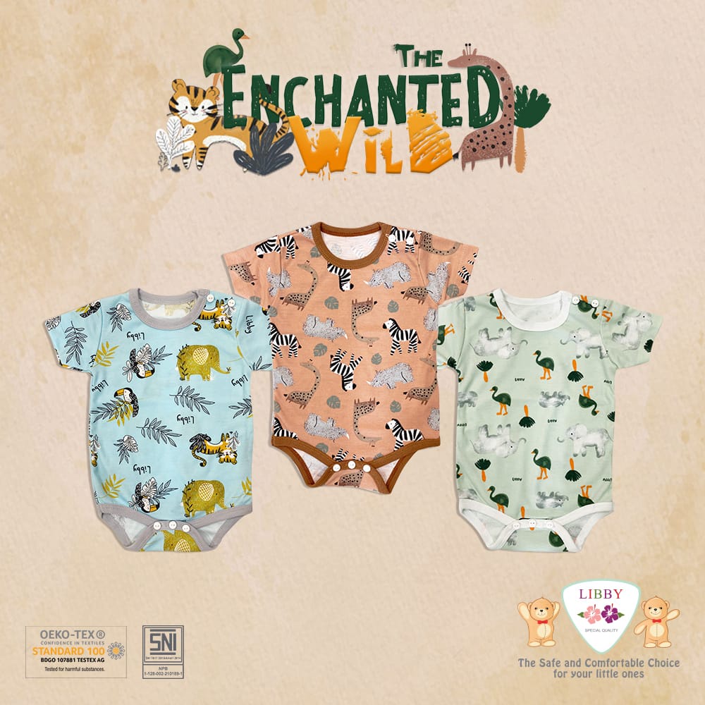 Libby / Velvet Junior / Miyo Baju Kodok Baby Segitiga Jumper Pendek Bayi Perlengkapan Bayi Newborn 0-3 Bulan Bodysuit (2-5KG)