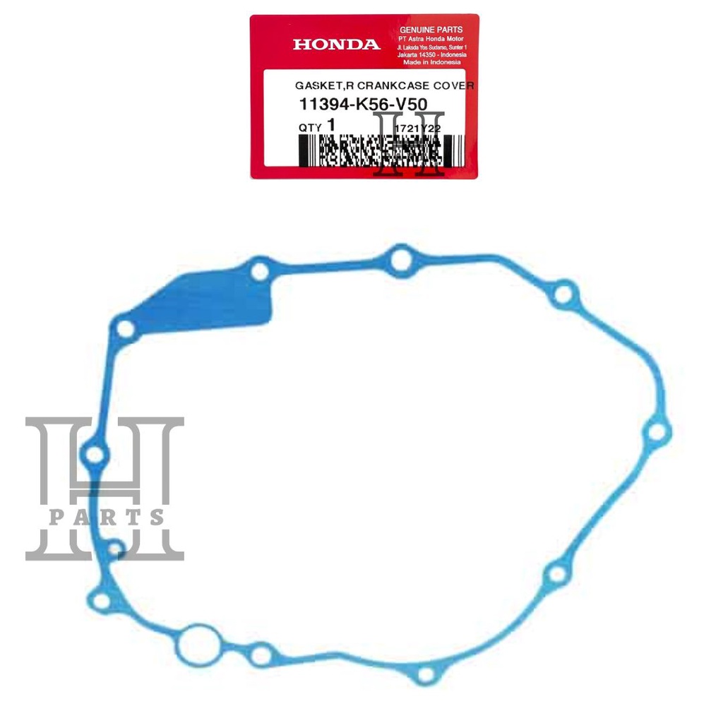 PAKING KOPLING MESIN KANAN GASKET R CRANKCASE COVER SONIC CB CBR 150R LED SUPRA GTR 150 11394-K56-V50 ASLI ORIGINAL AHM HGP HONDA