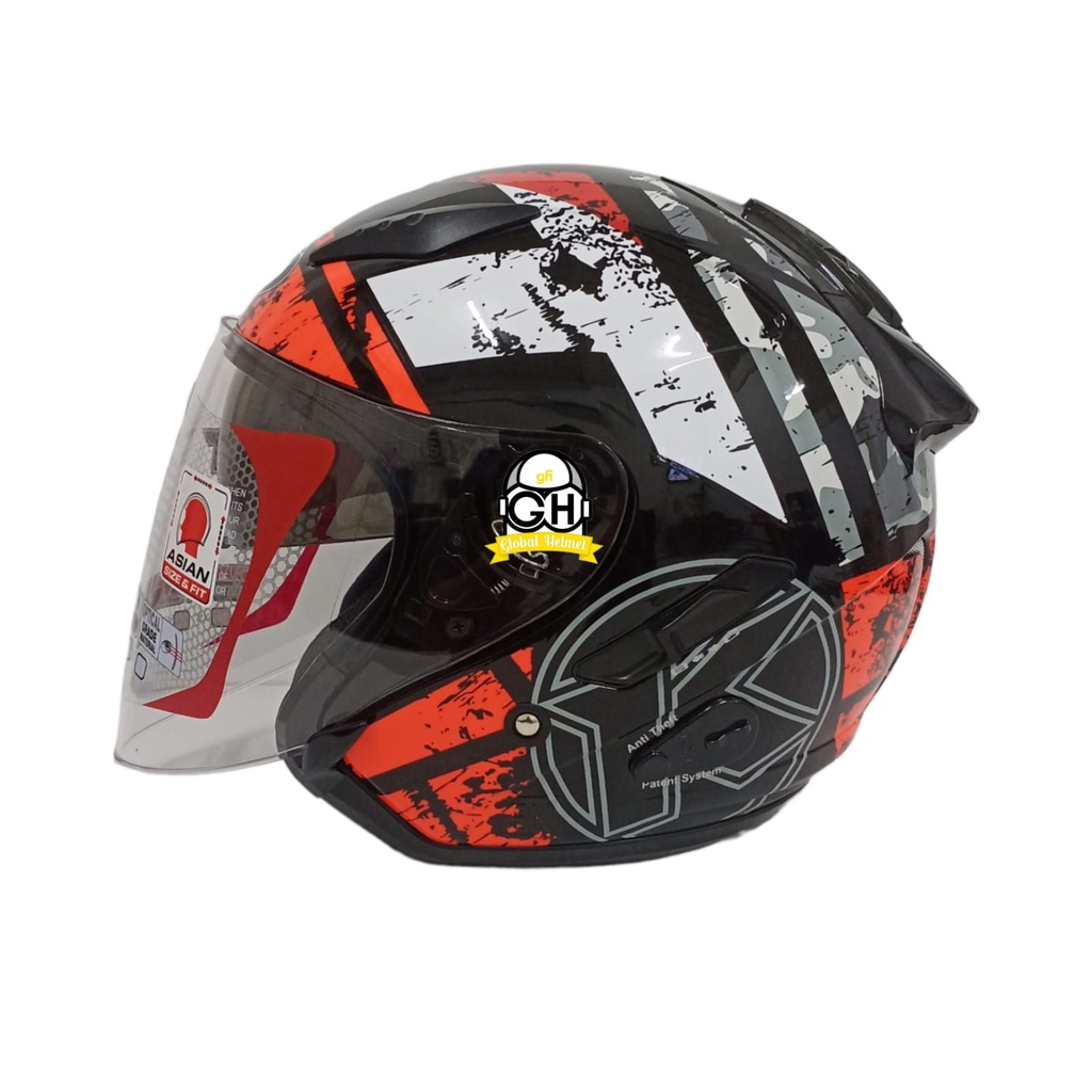HELM KYT GALAXY FLAT R #5 BLACK RED FLUO DOUBLE VISOR HALF FACE KYT HELM GALAXY FLAT