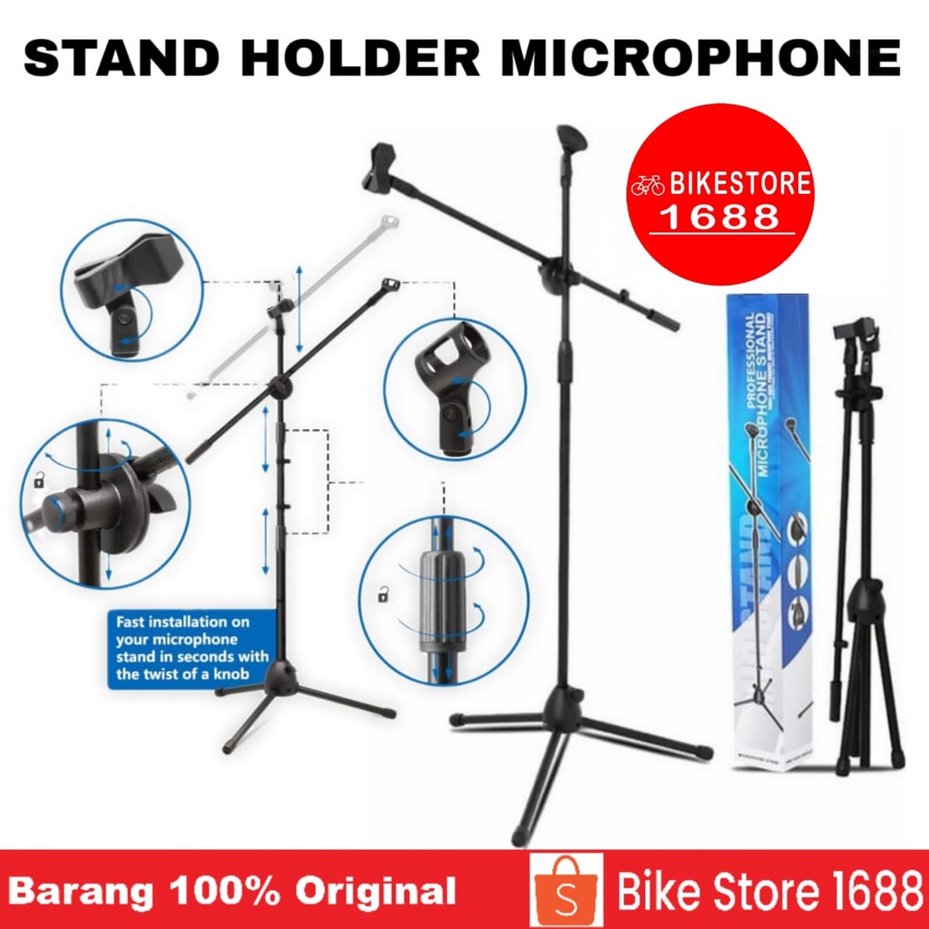 Jual Tripod Stand Mic Microphone Karaoke Holder Berdiri Handphone