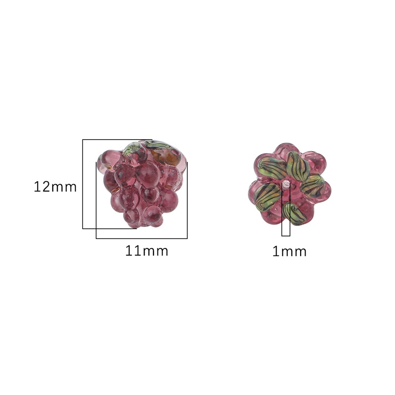 1pc Manik-Manik Kaca Bentuk Buah Anggur 3D Warna-Warni Ukuran 12mm Untuk Kalung Anting