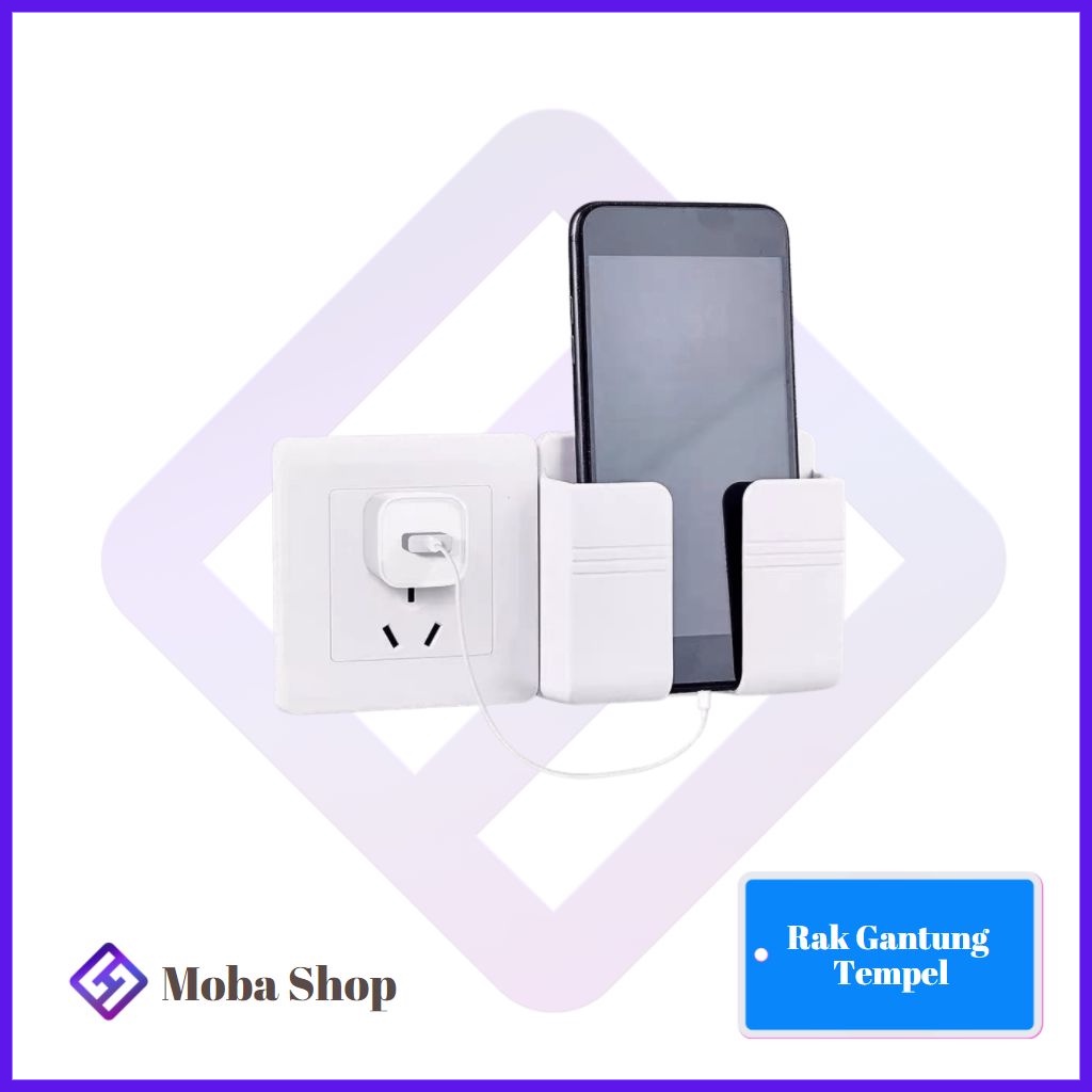 Rak Gantung HP Charger Remote Tempel Tembok / Portable Charger Rack Shelf Phone Charging Holder