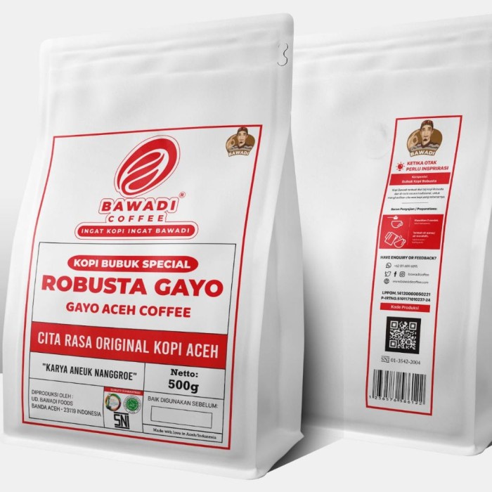 

BAWADI COFFEE ROBUSTA SPECIAL 500 GR - KOPI ACEH GAYO ASLI - ROBUSTA -