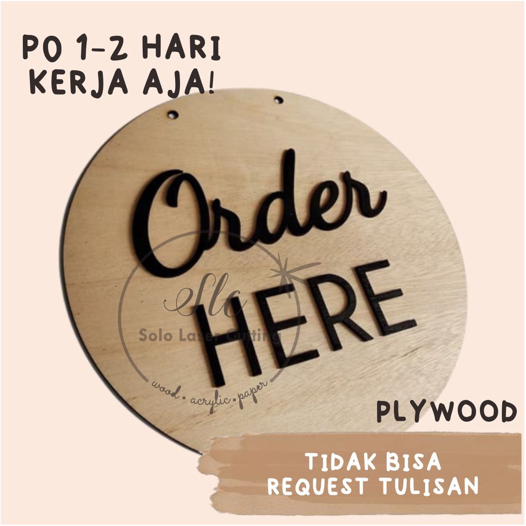 READY READY STOK Sign Order & Pay Here Gantung Kayu Bulat Timbul Vintage Premium Order Here Signage 