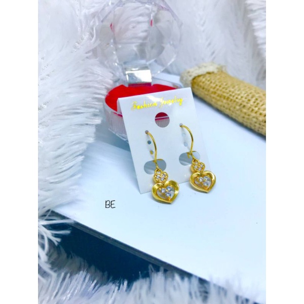 anting anting jurai love wanita import lapis emas 0879