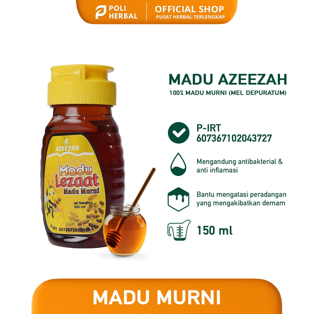 

Madu Lezaat Azeezah Madu Murni Asli Dari Hutan Madu Asli Hutan Madu Kemasan Botol Klipklop Ukuran 150 ml