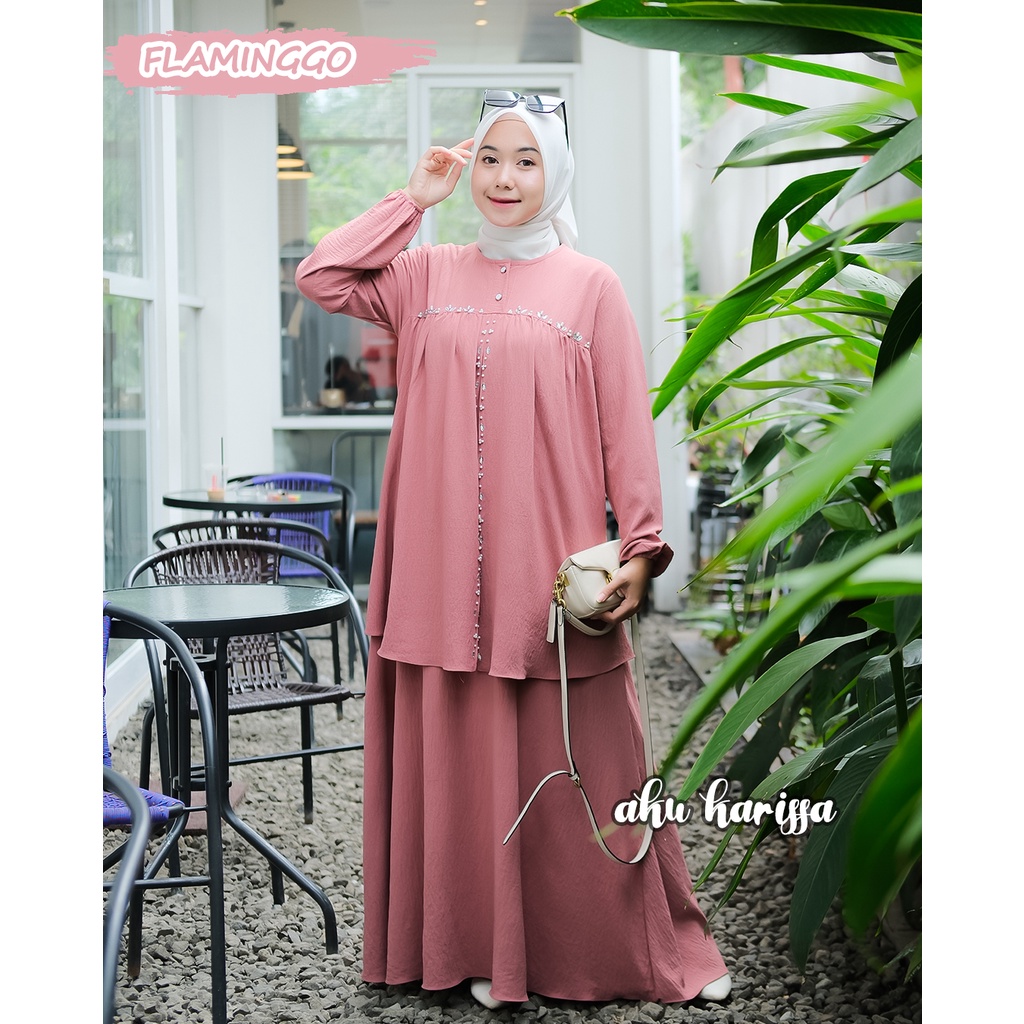 Febrina Dress Ori Aku Karissa - Gamis Crinkle Payet