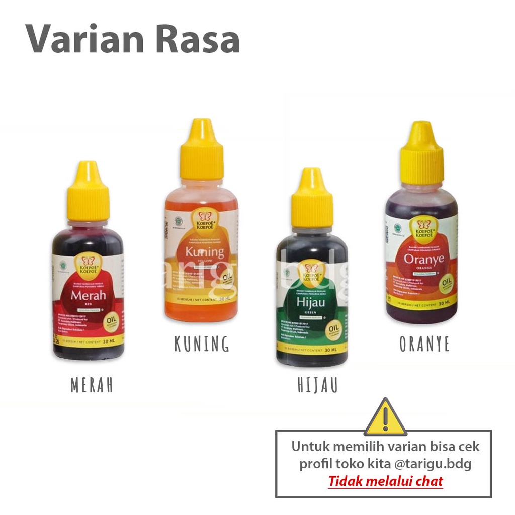 PEWARNA MAKANAN KOEPOE KOEPOE OIL BASE 30ML - KUPU KUPU PEWARNA MAKANAN CAIR MINUMAN - FOOD COLORING