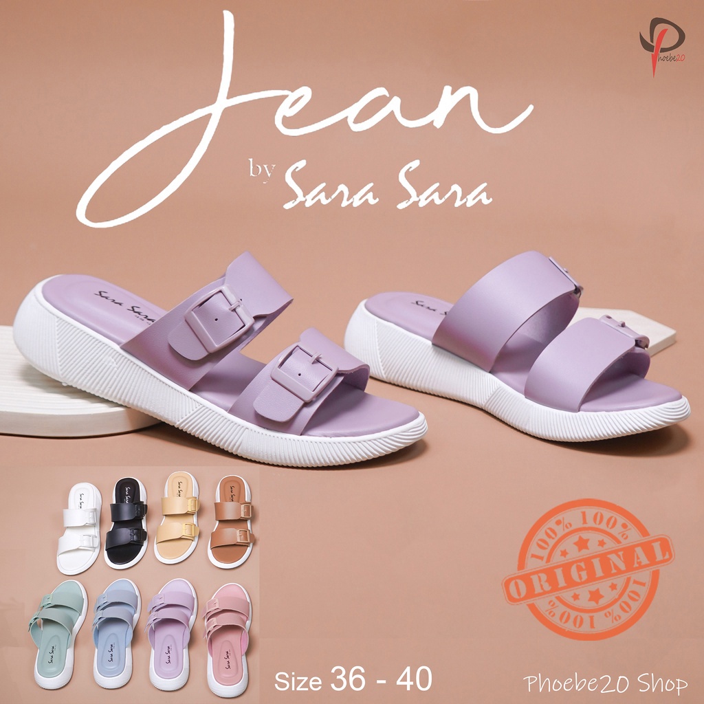 Sara Sara JEAN Sandal Wanita Model Double Strap Sendal Tali Cewek Kekinian