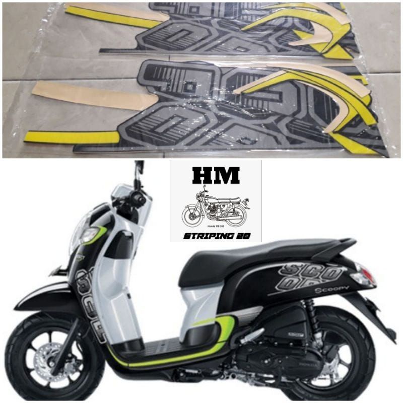STIKER STRIPING LIS BODY HONDA SCOOPY TAHUN 2016 2017 HITAM