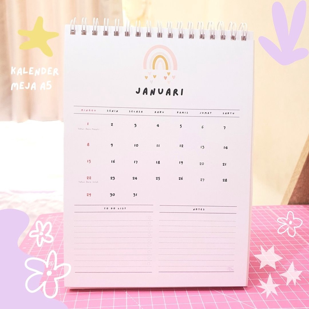 Jual Kalender Meja 2023 Solucine A5 Kalender Aesthetic 2023 12 Lembar Cover Libur 